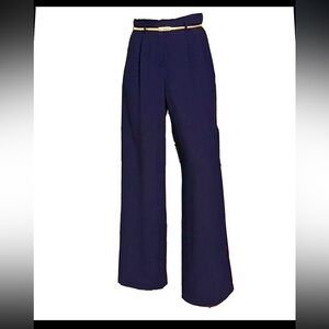 Navy Blue Wide Leg Trousers with belt loops